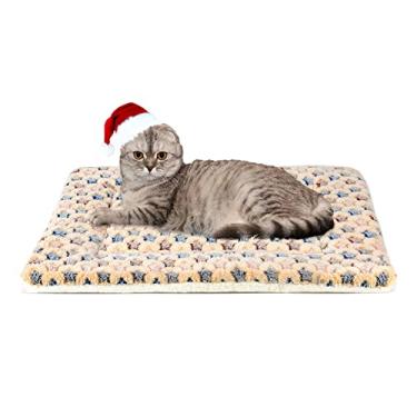 Imagem de Mora Pets Cama de gato Almofada para caixa de cachorro com estampa de estrela Tapete de caixa lavável Almofada de canil de lã reversível para cães 52 x 46 cm Marrom