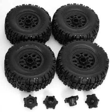 Imagem de STMU 1/10 RC Wheels and Tires Truck Tires Short Course Tires 12mm/14mm Hex for 1/10 Scale Car Arrm a Senton,Slash 2WD 4×4,Axia1,Rc 4wd,Red cat,Plastic Wheels Rubber Tires,4pcs (Black)