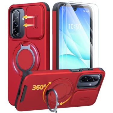 Imagem de JAME Capa para celular Samsung Galaxy A17/A16 5G compatível com MagSafe, 2 pacotes de protetor de tela, suporte de anel, capa de câmera deslizante, capa protetora à prova de choque de camada dupla