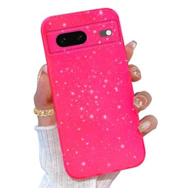 Imagem de TURYXIA Capa para Google Pixel 8 rosa, para Pixel 8 com glitter para mulheres meninas linda brilhante neon brilhante cor macia capa de telefone para Google Pixel 8 6,2 polegadas, rosa choque