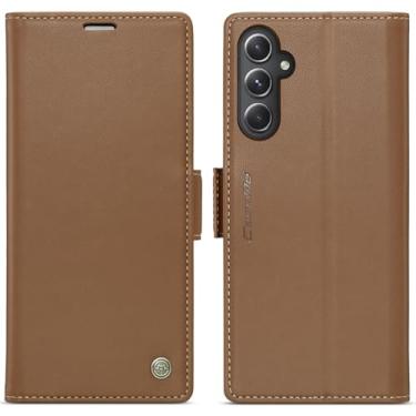 Imagem de WJXEXRS Capa carteira para Samsung Galaxy S23 FE, capa flip estilosa com compartimento para cartão de crédito com bloqueio RFID, capa de telefone de couro PU à prova de choque para Samsung Galaxy S23