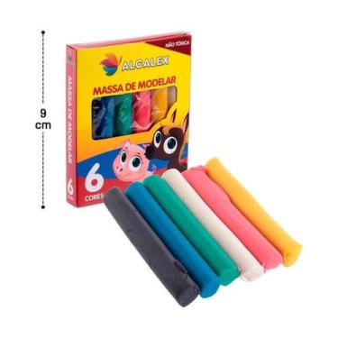 Imagem de Massinha de Modelar 6 Cores 65g Colorida Escolar Não Tóxica - ALCALEX