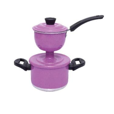 Imagem de Panela Cuzcuzeira Economica 800ml Aluminio Grosso Rosa