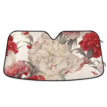 Imagem de Persianas de para-brisa aquarela cinza premium bege vermelho tricolor, persiana de janela de carro, acessórios de verão para carro