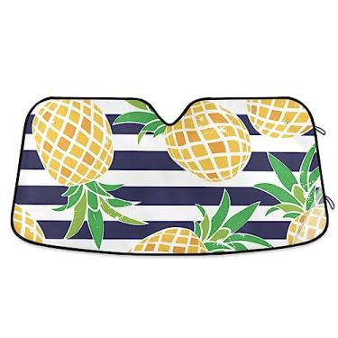 Imagem de Viseiras de sol de carro fofas de abacaxi de desenho animado para para-brisa, persiana de janela de carro, protetor solar para carro, acessórios de resfriamento de carro