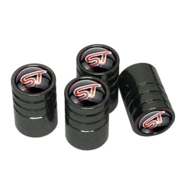 Imagem de GO-UPP Tampas de haste de válvula de pneu de roda de carro preta 4 peças com logotipo ST para Ford ST Focus Mondeo kuga Fiesta ecosport s-max Edge Mustang Transit Taurus f150 Exploror Acessório