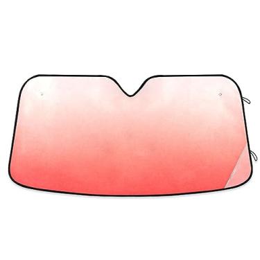 Imagem de Viseiras de carro gradiente vermelho, protetor solar de para-brisa de carro, proteção UV dobrável para janela de carro, protetor solar para carro, caminhão, SUV