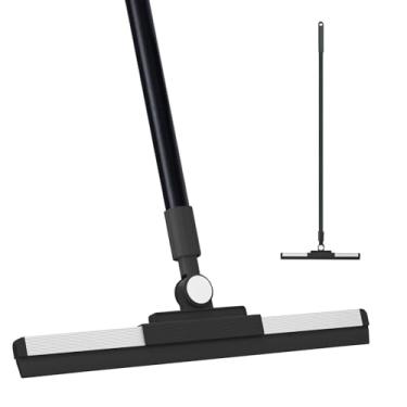 Imagem de Xifando Rodo de chão - Alça longa ajustável de 14,2 polegadas, lâmina de borracha de 180°, cabeça rotativa, resistente, vassoura de rodo para chão, janela, banheiro, azulejo, garagem, concreto