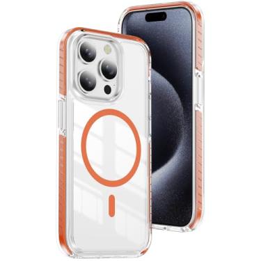 Imagem de LEMAXELERS Capa magnética para iPhone 16 Pro Max, compatível com Magsafe Capa protetora de grau militar à prova de choque antiamarelamento fina transparente para iPhone 16 Pro Max 6,9 polegadas