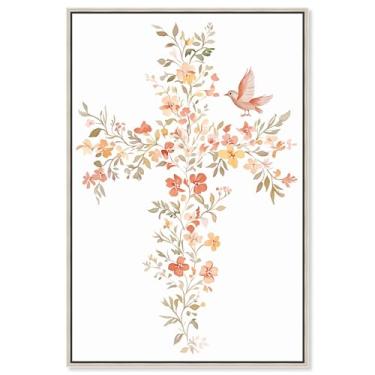 Imagem de Living Cross I Impressão em tela Jesus Wall Art por Art Remedy, moldura prateada, 40 x 61 cm