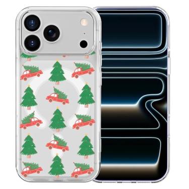 Imagem de MAYCARI Capa de telefone de Natal para iPhone 17 Pro Max compatível com ímã caminhão árvore de Natal capa de telefone magnética transparente para meninas e mulheres capa protetora à prova de choque