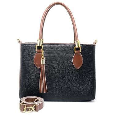 Imagem de Bolsa Feminina Média Transversal de Ombro (PRETO/CARAMELO)
