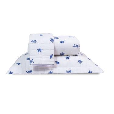 Imagem de Kit Colcha Bouti Cobre Leito Solteiro Estampado Dupla Face 02 Peças - 