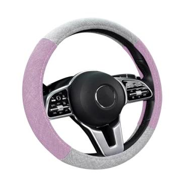 Imagem de Hovom Capa de volante de carro, macia, confortável, antiderrapante, respirável, algodão, linho, redondo, protetor de volante, serve para 38 cm, acessórios interiores universais elegantes para carros