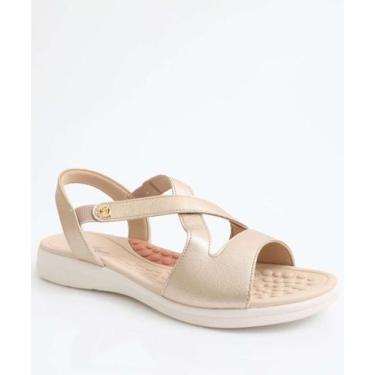 Imagem de Sandália Feminina Rasteira Tiras Modare Dourado-18233, 38, Dourado
