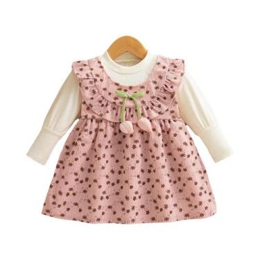 Imagem de Vestidos De Manga Longa Para Meninas Bebê Tulipa Rosa 6-24 Meses Prima