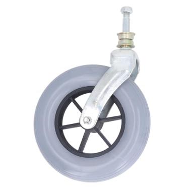 Imagem de Rodízio para cadeira de rodas cinza 20 cm espesso universal de poliuretano sólido para substituição para idosos e deficientes