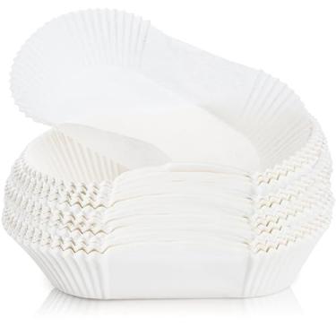 Imagem de DEAYOU 80 forros de papel para pão, 19 cm C x 9,4 cm L x 6,3 cm A à prova de gordura para pão, forros descartáveis para cupcake para muffins, bolos, lanches, casamentos, festas, branco