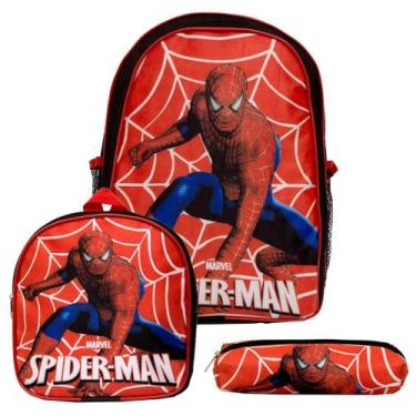 Imagem de Mochila Masculina Infantil Homem Aranha Lancheira Estojo Tn - Toys 2U