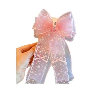 Imagem de Grampo De Cabelo Infantil Com Laço De Renda Em Malha Daisy Para Menina