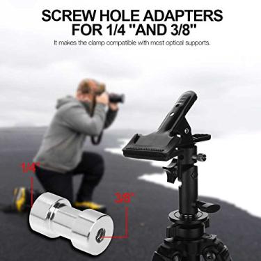 Imagem de Generic Suporte Versátil de Braçadeira Ajustável de Metal para Suporte de Luz e Fotografia de Estúdio, Clipe Durável de 3/8 '' e 1/4 '' para Pano de Fundo e Refletor para Trabalhos Fotográficos