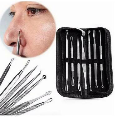 Imagem de Removedor Extrator Cravos Espinhas Curetas Peeling + Estojo - MS Fisio