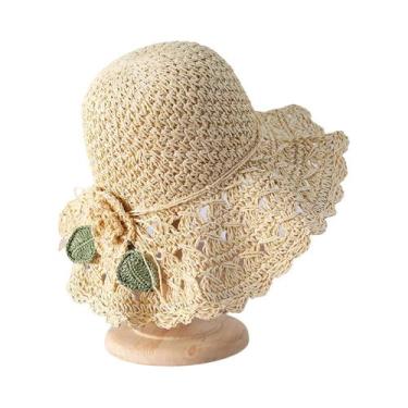 Imagem de Chapéu De Sol Feminino De Palha Crochê Com Aba Larga Elegante Para Ver