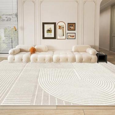 Imagem de Tapete moderno e simples para sala de estar, decoração de casa, com listras, ideal para sofá, escritório, sala de estar, mesa de centro e para apoiar os pés (140x200cm 55x78,7in/Laçada - 4)