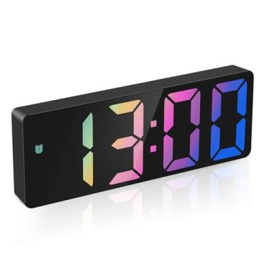 Imagem de AMIR Despertador digital com tela grande, alarme de LED para quarto, despertador de cabeceira alimentado por USB/bateria com soneca, 12/24H, 3 brilho ajustável, temperatura, relógio de mesa para casa