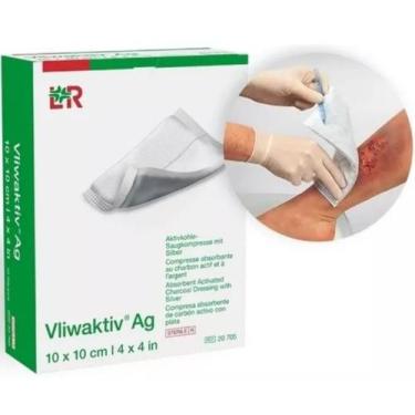 Imagem de Curativo De Carvão Ativado Vliwaktiv Ag Com Prata 10 X 10 Cm - VENOSAN