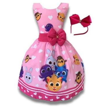 Imagem de Vestido Infantil Temático Bichinhos Fofos Festa Luxo - Bento E Maria M