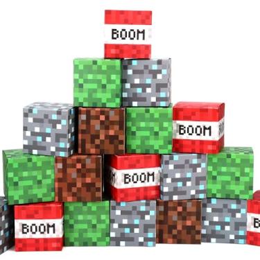 Imagem de 24 Peças Caixas de Lembrancinhas Pixel para Festa, 4 Estilos Jogos Caixas para Doces for Aniversário Artigos Festa com Tema de Jogo Pixel