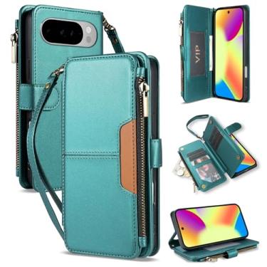 Imagem de Neiye Capa carteira para Google Pixel 10/10 Pro com porta-cartões fashion couro PU fecho magnético fecho de correr capa protetora para celular Google Pixel 10/10 Pro (16 cm - verde)