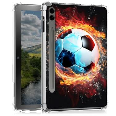 Imagem de BEOTIWAD Capa transparente Fire Soccer para Samsung Galaxy Tab S9 FE Plus 12,4 polegadas 2023 (SM-X610/SM-X616), capa traseira de TPU transparente fina à prova de choque para Samsung Tab S9 FE Plus