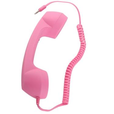 Imagem de Yosoo Health Gear Aparelho de Telefone Sem Fio retrô, Fone de Ouvido Receptor de Telefone Bluetooth Sem Fio Clássico Anti-radiação Com 3,5 Mm, USB C, Som Estéreo, Alto-falante Integrado para (Rosa)
