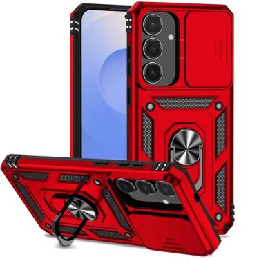 Imagem de Tothedu Capa para Galaxy S25 FE, capa para Samsung S25FE 5G com capa deslizante para câmera, anel giratório de 360° integrado com suporte magnético à prova de choque para Samsung Galaxy S25 FE