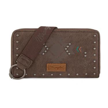 Imagem de Carteira feminina Wrangler com bolso com zíper, Café