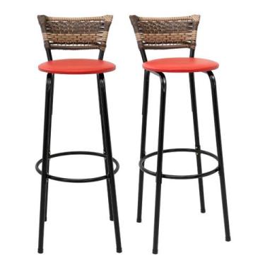 Imagem de kit 2 Banquetas Cadeiras Bancos 80cm Balcão Ilha Bar Bancada Cozinha G