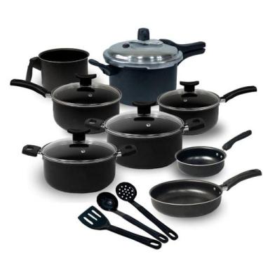 Imagem de Jogo de Panelas Munique Teflon 11 Pçs Panela de pressão Fech. Externo 