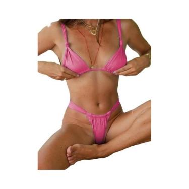 Imagem de 2 PCS feminino sexy verão renda plissada com biquíni de férias na prai