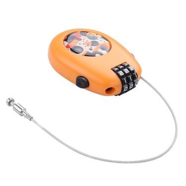 Imagem de YAODHAOD Trava de cabo de combinação de 3 dígitos, armário de academia de aço retrátil, armário escolar, trava de bagagem e bicicleta, design compacto colorido (laranja)