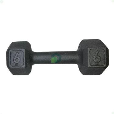 Imagem de Halter Sextavado de Ferro Fundido Pintado - 6 Kg - BOX INGÁ