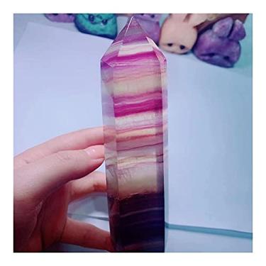 Imagem de Pedras Naturais Cristal Arco-íris Roxo Fluorita Quartzo Obelisco, Minério de Pedra Natural, Pedra de Cristal Decoração de Casa