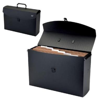 Imagem de Maleta arquivo com 6 pastas suspensas, caixa organizadora para documentos A4, armazenamento portátil para escritório e casa, solução prática para manter papéis em ordem