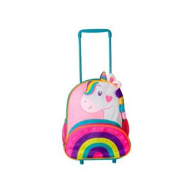 Imagem de Mochila Infantil com Rodinhas, Unicórnio Arco-Íris, Rosa