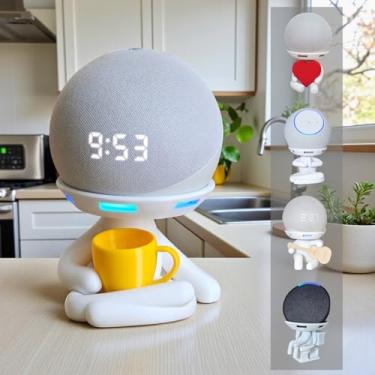 Imagem de Suporte Alexa Echo Dot 3, 4 e 5, Echo Pop e Echo Max Robert Deitado Multiuso e outros. Coleção, Decoração Presente. Stand de Mesa