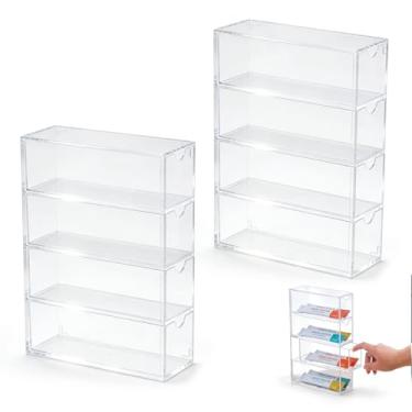 Imagem de DZHPSRSZ Pacote com 2 organizadores de bebidas, organizador de pacotes de temperos de acrílico com 4 gavetas transparentes, suporte de pacote de açúcar para despensa de cozinha, organização doméstica