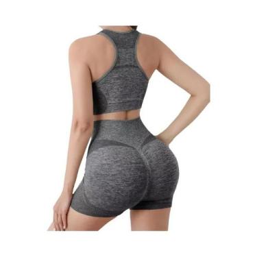 Imagem de Conjunto De Yoga Sem Costura Para Mulheres, Shorts De Academia, Sutiãs