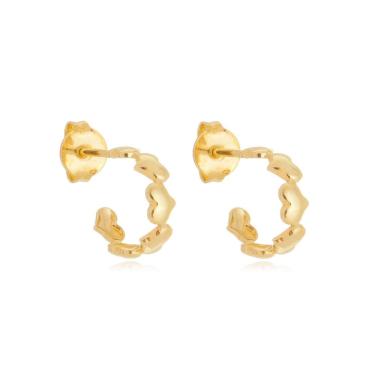 Imagem de Brinco Belca Argola Coração Pequeno, No Banho De Ouro.