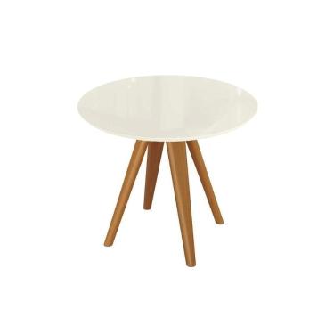 Imagem de Mesa p/ Cozinha Duna Premium Madeira Maciça c/ Tampo Madeirado c/ Vidro 105x105cm Carvalho/Off White - Kappesberg